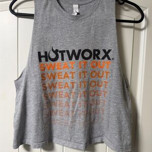 HOTWORX Bella Canvas Gray Muscle Tee with Orange Print